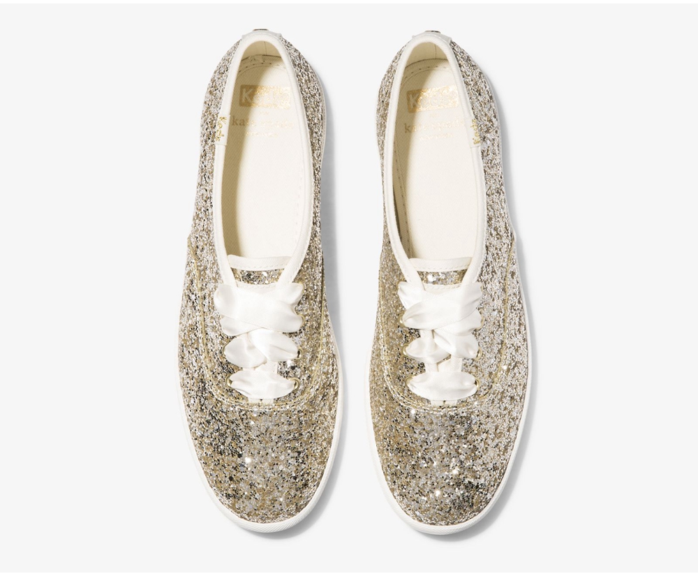 Basket Keds Femme Doré - Kate Spade New York Champion Glitter - 314-YOIPKH